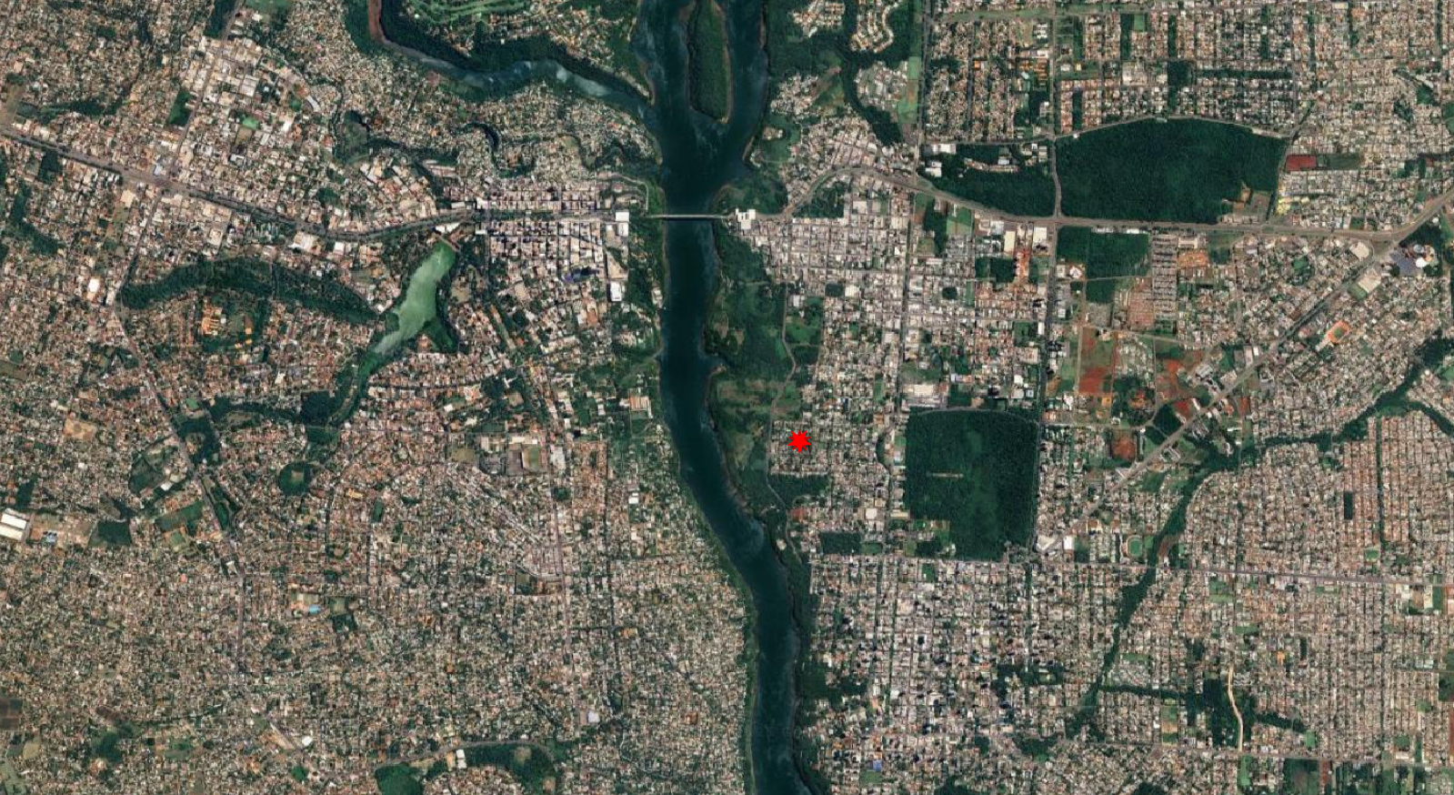 Mapa: ponto em Foz do Iguaçu, dentro da faixa de fronteira