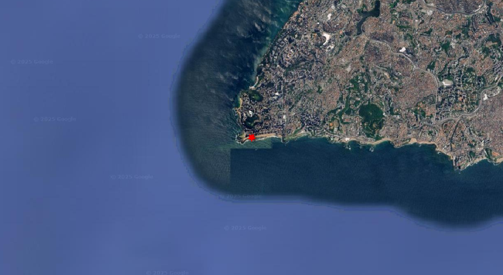 Mapa: ponto em Salvador, distante da fronteira